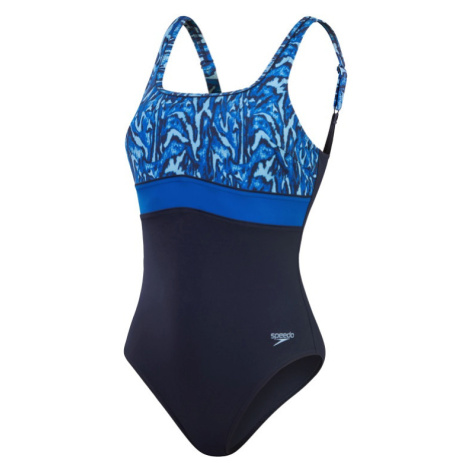 Speedo shaping contoureclipse printed 1 piece pure blue