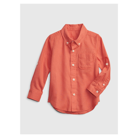 Oranžová chlapčenská košeľa z bavlny a ľanu GAP
