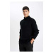 DEFACTO Men's Black Standard Fit Regular Cut Half Turtleneck Basic Plain Knitwear Sweater