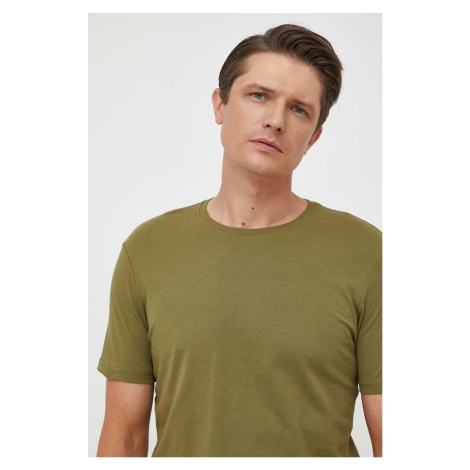 Bavlnené tričko United Colors of Benetton zelená farba, jednofarebné