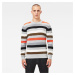 G-STAR Sveter - Multi stripe r knit l\s sivý