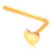 Zlatý zahnutý piercing do nosa 585 - malé ploché srdiečko