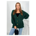 Button-down sweater with puff sleeves - dark green