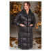 Z6680 DEWBERRY LADIES' INFLATABLE COAT-PLAIN BLACK