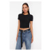 Trendyol Black Fitted Crop Stretchy Knitted Blouse