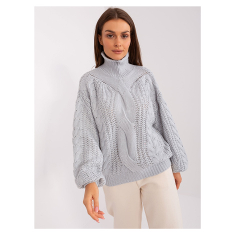 Grey women's oversize turtleneck sweater