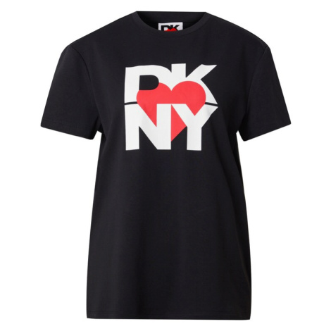 DKNY Tričko  jasne červená / čierna / biela