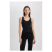 DEFACTO Fitted U Neck Ribbed Camisole Black Undershirt