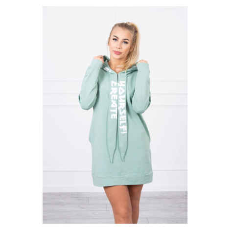 Oversize dark mint hooded dress