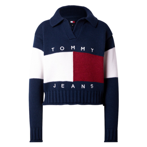 Tommy Jeans Sveter  modrá / červená / biela Tommy Hilfiger