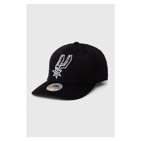 Šiltovka s prímesou vlny Mitchell&Ness San Antonio Spurs čierna farba, s nášivkou