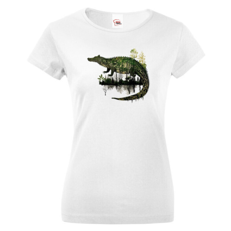 Dámské tričko s potlačou zvierat - Krokodíl