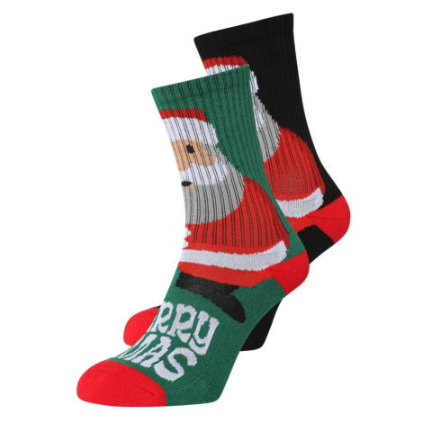 Urban Classics Ponožky 'Fancy Santa'  tmavozelená / červená / čierna / biela