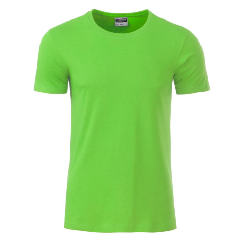 James & Nicholson Klasické pánske tričko z biobavlny 8008 - Limetkovo zelená