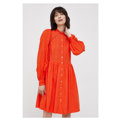 Bavlnené šaty Y.A.S oranžová farba, mini, áčkový strih