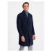 Tmavo modrý pánsky kabát s podšívkou Ombre Clothing