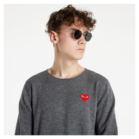 Svetr Comme des Garçons PLAY Red Heart Crewneck Jumper Mid Grey L