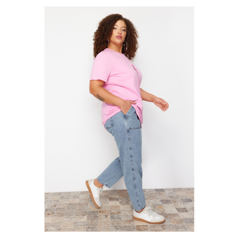 Trendyol Curve Light Blue Elastic Waist Mom Fit Jeans