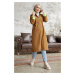 InStyle Neon Trench with Drawstring Waist Hooded - Tan \ Green