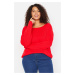 Trendyol Curve Red Cross Band Detailed Knitwear Sweater