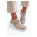 Women's leather wedge sneakers Beige S.Barski