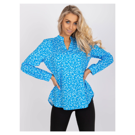 Loose blue blouse with Inesa print