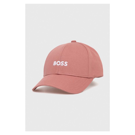 Bavlnená šiltovka BOSS ružová farba, s nášivkou Hugo Boss