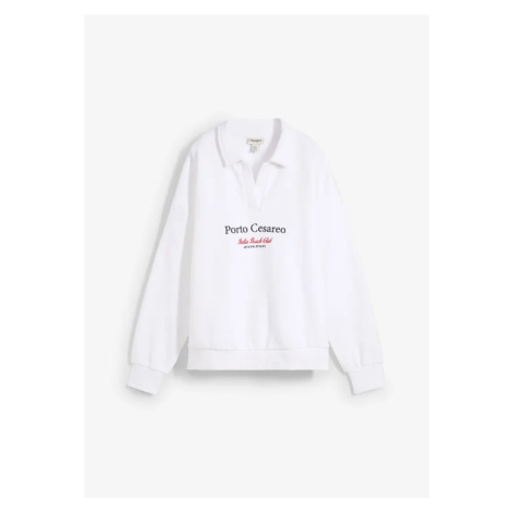 Mikina oversize s golierom a výšivkou bonprix
