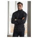 53285 Dewberry Slim-Fit Fisherman Corded Thick Mens Sweater-BLACK-GREY