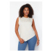 Trendyol Curve Stone 100% Cotton More Sustainable Asymmetrical Knitted T-shirt