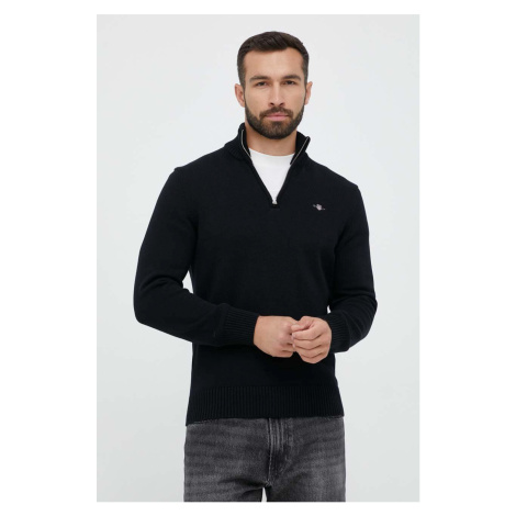 Bavlnený sveter Gant čierna farba