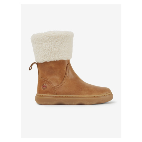 Brown Girls' Ankle Leather Boots with Fur Camper Melody - Unisex