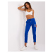 Cobalt blue sweatpants with appliqués