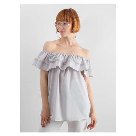 Blouse with Spanish neckline in grey
