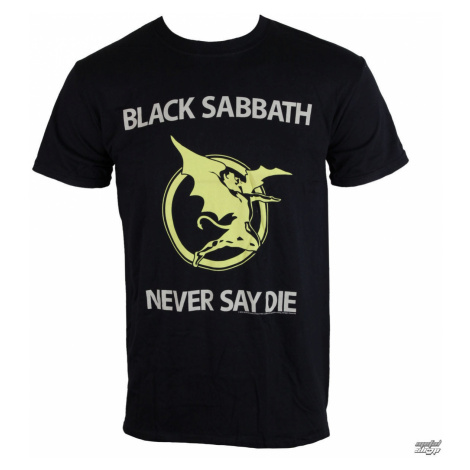 Tričko metal ROCK OFF Black Sabbath Never Say Die Čierna sivá hnedá