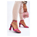 Lakované ružové sandále na podpätku