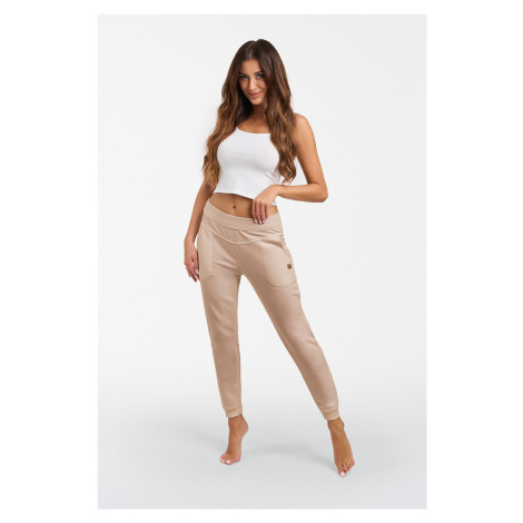 Roma women's long trousers - beige Italian Fashion