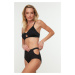 Trendyol Black Textured High Waist Bikini Bottoms With Cut Out Detailed