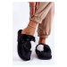 Lady's slippers with pompom and fur Black Sahira