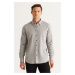 ALTINYILDIZ CLASSICS Men's Khaki Slim Fit Slim Fit Shirt with Concealed Buttons Collar Cotton Do