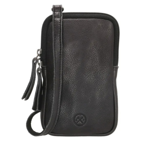 Hide & Stitches Čierna kožená kabelka na mobil „Skylar“