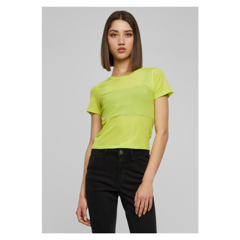 Women's Short Fishnet T-Shirt Frozen Yellow Urban Classics