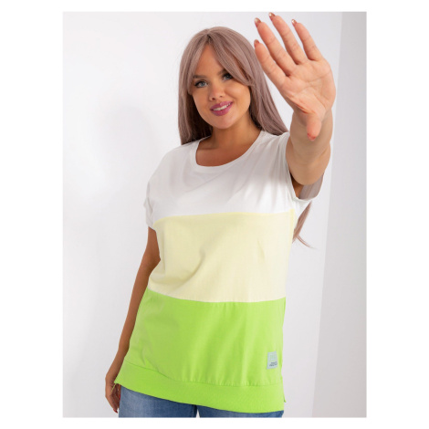 Ecru light green cotton blouse larger size