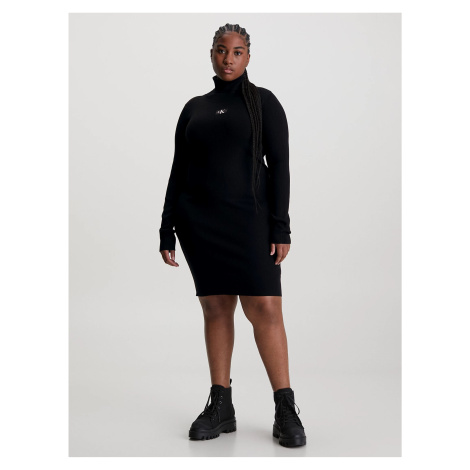 Čierne dámske svetrové šaty s rolákom Calvin Klein Jeans