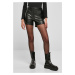 Women's shorts made of black synthetic leather