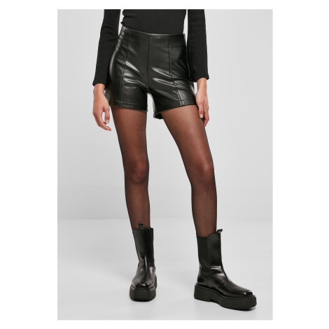 Women's shorts made of black synthetic leather