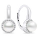 Brilio Silver Elegantné strieborné náušnice s perlami a zirkónmi EA419W