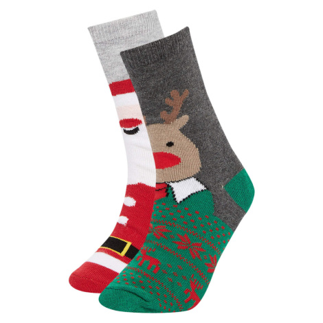 DEFACTO Boys Christmas Themed Cotton 2-Pack Long Socks