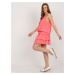 Coral viscose dress with frills OCH BELLA