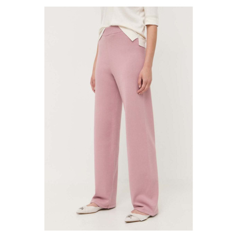 Nohavice Max Mara Leisure dámske, ružová farba, rovné, vysoký pás